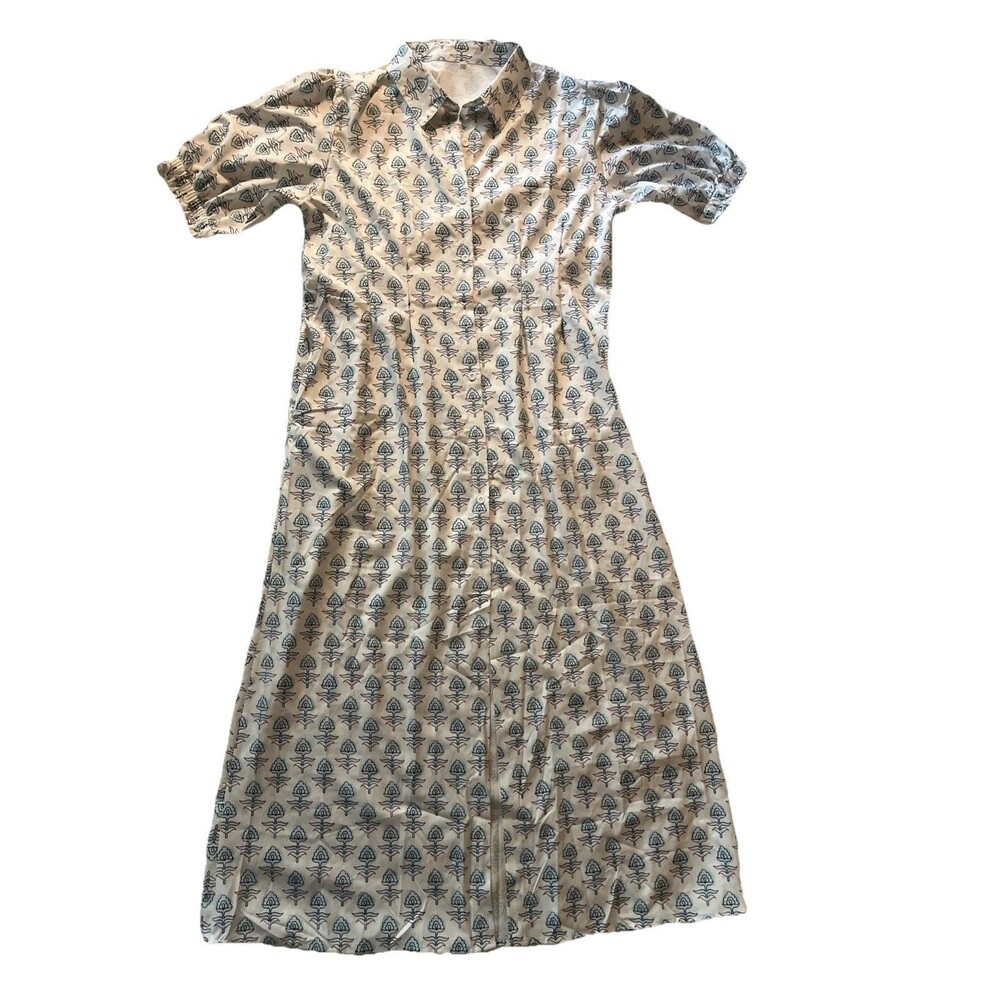 Collared Shirt Dress Short Sleeve Pockets Floral Summer Casual Long XL